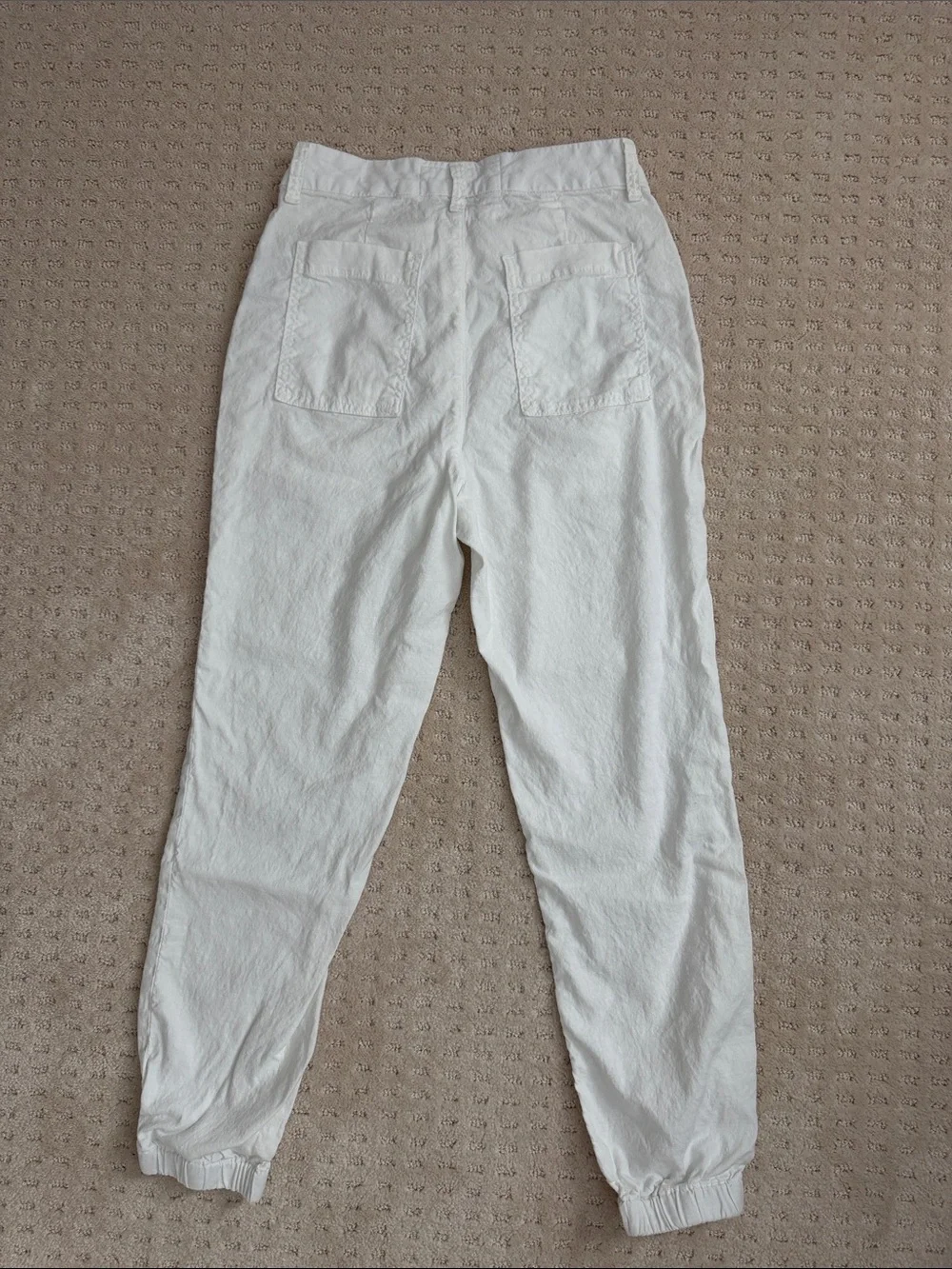 Frank & Eileen Jameson White Linen Blend Utility Jogger Pants Size 6